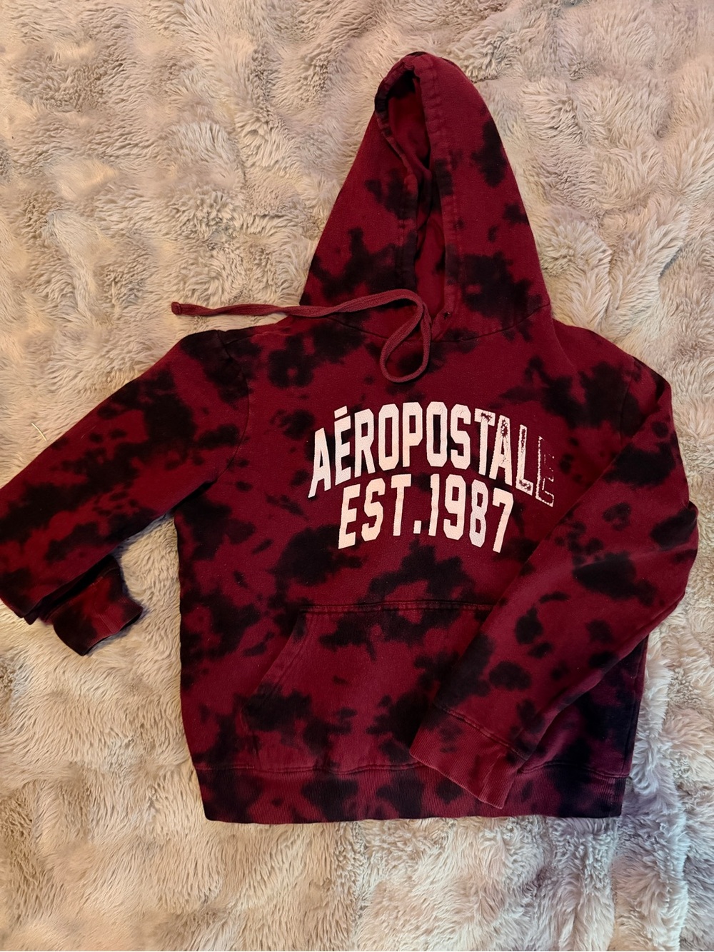 Aeropostale Maroon & Black Tie-Dye Hoodie
